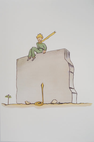 Antoine DE SAINT-EXUPERY : Le Petit Prince et le serpent, Lithographie originale (vue générale) - Crédit photo : Galerie Art.Paris