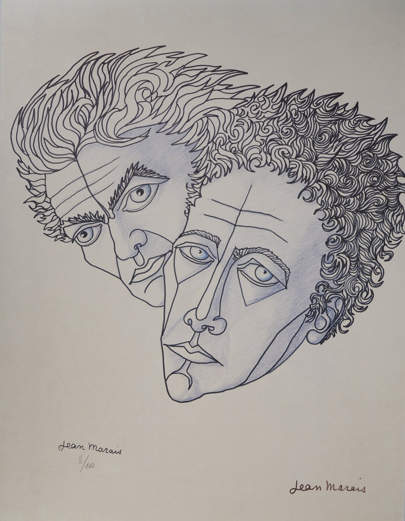 Jean MARAIS : Jean Cocteau et Moi, Lithographie originale (vue générale) - Crédit photo : Galerie Art.Paris