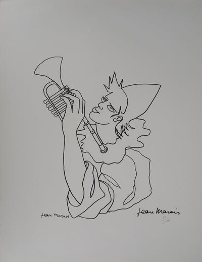 Jean MARAIS : Le Clown musicien, Lithographie originale (vue générale) - Crédit photo : Galerie Art.Paris