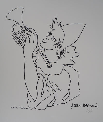 Jean MARAIS : Le Clown musicien, Lithographie originale (photo de détail 2) - Crédit photo : Galerie Art.Paris