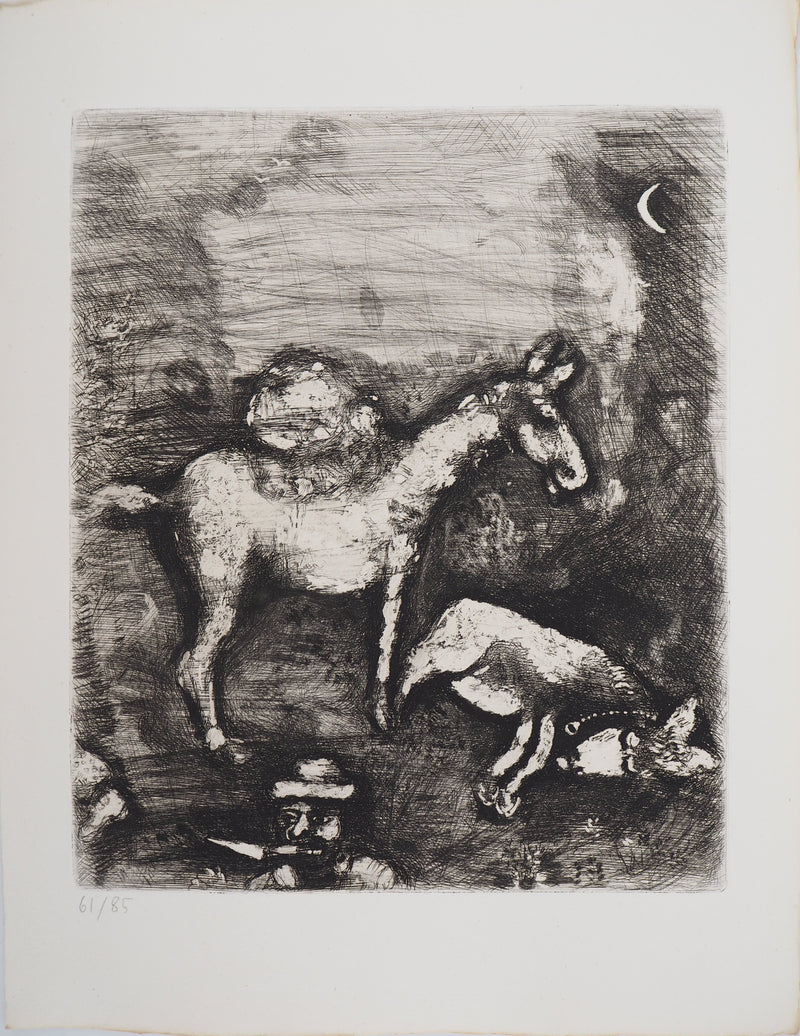 Marc CHAGALL : Les deux mulets, Gravure originale