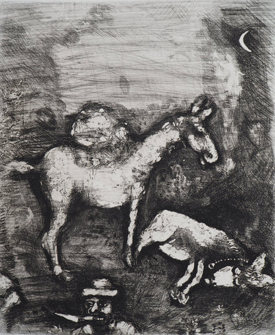 Marc CHAGALL : Les deux mulets, Gravure originale