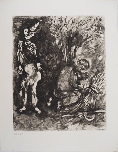 Marc CHAGALL : La mort et le bucheron, Gravure originale (vue générale) - Crédit photo : Galerie Art.Paris