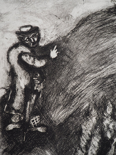 Marc CHAGALL : L'enfant et le maitre d'école, Gravure originale (photo de détail 4) - Crédit photo : Galerie Art.Paris