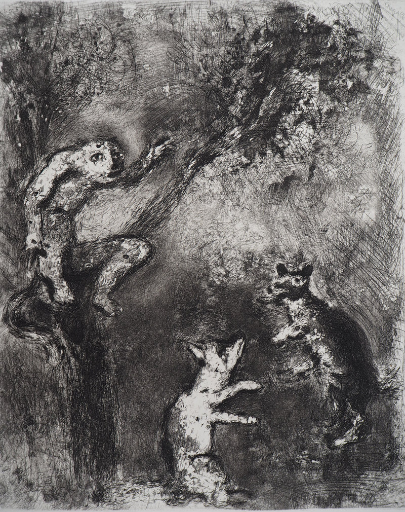 Marc CHAGALL : Le loup, le renard et le singe (Le Loup plaidant contre le Renard devant le Singe), Gravure originale (photo de détail 3) - Crédit photo : Galerie Art.Paris