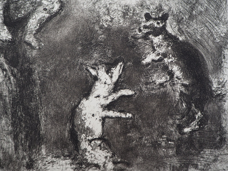 Marc CHAGALL : Le loup, le renard et le singe (Le Loup plaidant contre le Renard devant le Singe), Gravure originale (photo de détail 5) - Crédit photo : Galerie Art.Paris