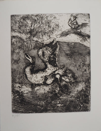 Marc CHAGALL : La chasse (L'oiseau blessé d'une flèche), Gravure originale (vue générale) - Crédit photo : Galerie Art.Paris