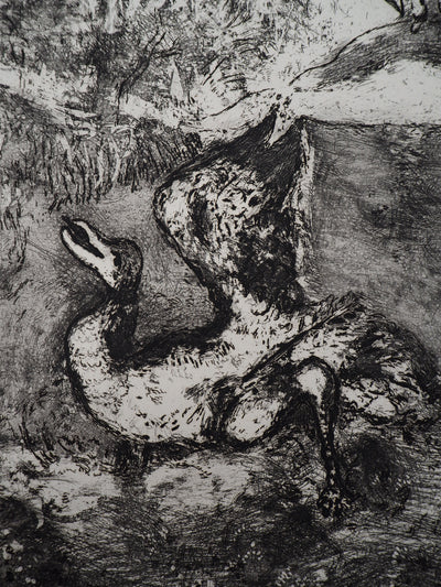 Marc CHAGALL : La chasse (L'oiseau blessé d'une flèche), Gravure originale (photo de détail 5) - Crédit photo : Galerie Art.Paris