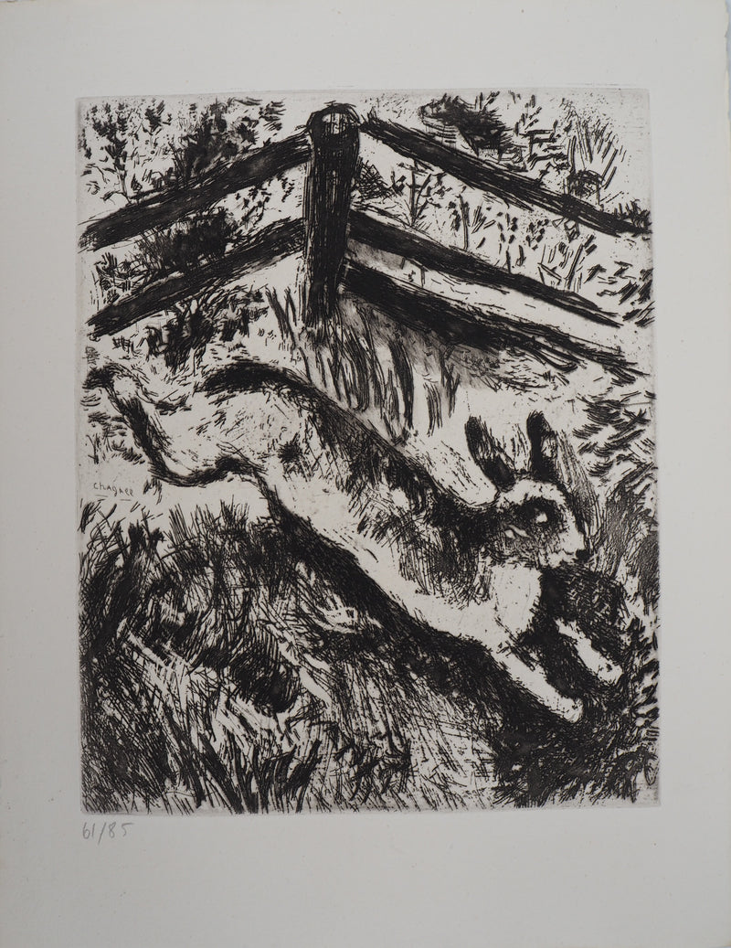 Marc CHAGALL : La course du lièvre (Le lièvre et les grenouilles), Gravure originale (vue générale) - Crédit photo : Galerie Art.Paris