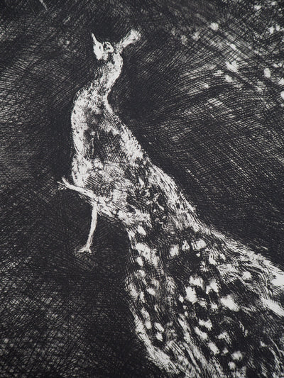Marc CHAGALL : L'ange et le paon (Le paon se plaignant  Junon), Gravure originale (photo de détail 5) - Crédit photo : Galerie Art.Paris