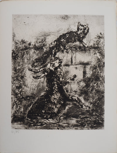 Marc CHAGALL : Le renard et le bouc, Gravure originale (vue générale) - Crédit photo : Galerie Art.Paris