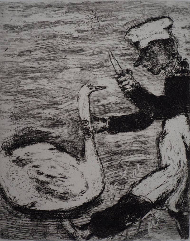 Marc CHAGALL : Le cygne et le cuisinier, Gravure originale (photo de détail 3) - Crédit photo : Galerie Art.Paris