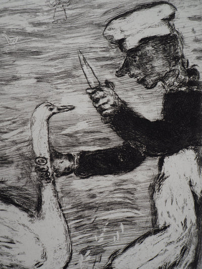 Marc CHAGALL : Le cygne et le cuisinier, Gravure originale (photo de détail 4) - Crédit photo : Galerie Art.Paris