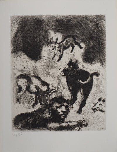 Marc CHAGALL : Le vieux lion, Gravure originale (vue générale) - Crédit photo : Galerie Art.Paris