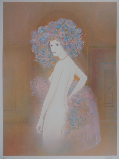 Guy RIBES : Jeune fille en fleurs, Lithographie originale (photo de détail 2) - Crédit photo : Galerie Art.Paris