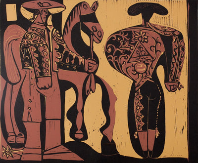 Pablo PICASSO : Picador et Torero, Linogravure (1962)