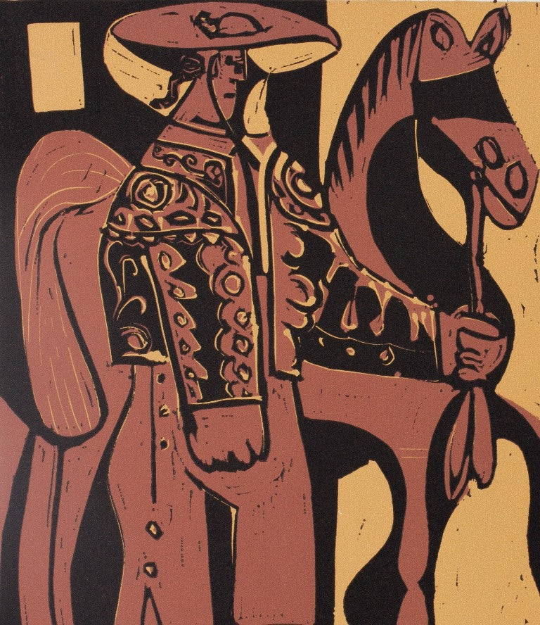 Pablo PICASSO : Picador et Torero, Linogravure (1962)