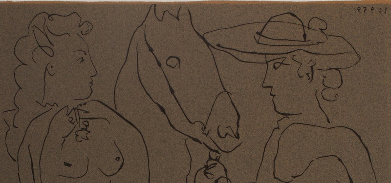 Pablo PICASSO : Amoureux et cheval, Linogravure originale (photo de détail 3) - Crédit photo : Galerie Art.Paris