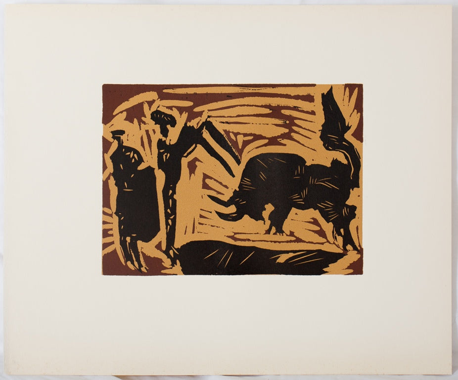 Pablo PICASSO: Charging Bull (Banderillas), Original Linocut – art.paris