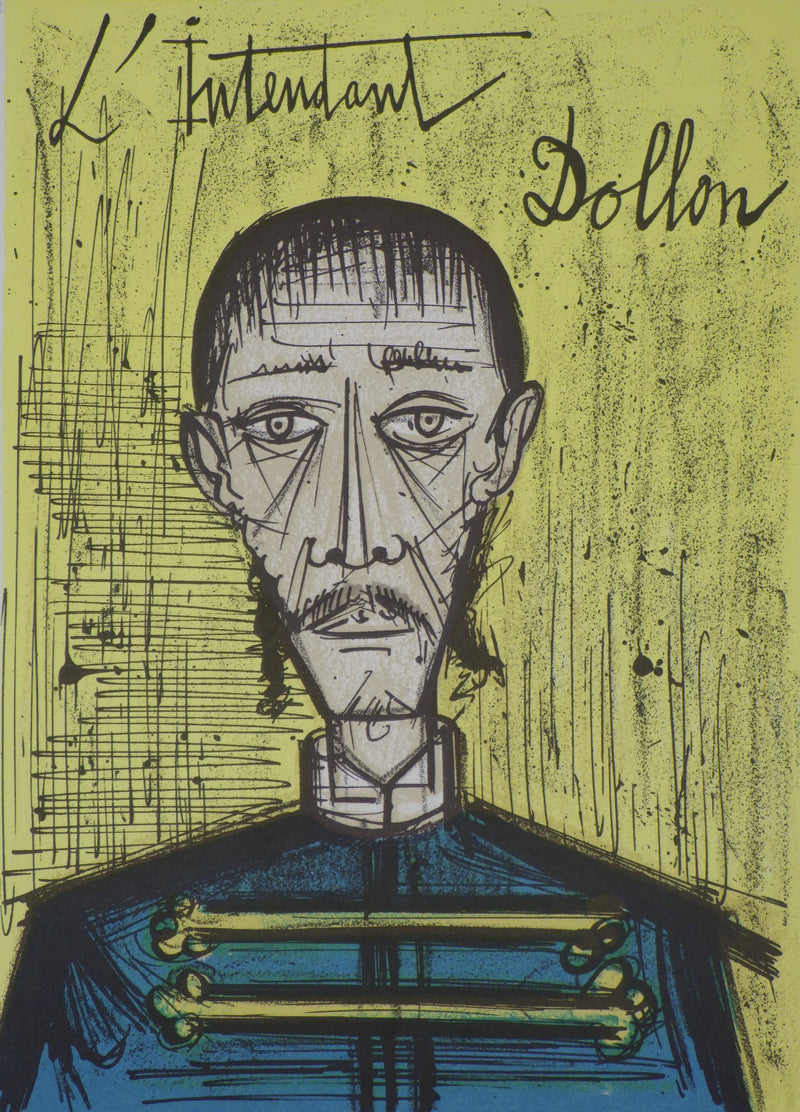 Bernard BUFFET : Intendant Dollon (série Fantomas), Lithographie originale (vue générale) - Crédit photo : Galerie Art.Paris