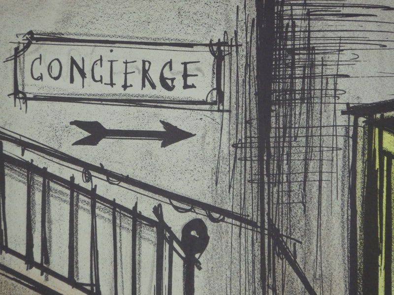 Bernard BUFFET : Concierge (série Fantomas), Lithographie originale (photo de détail 3) - Crédit photo : Galerie Art.Paris