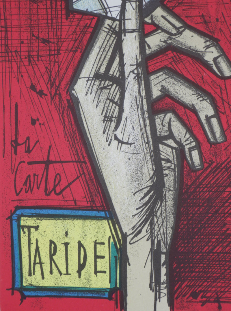 Bernard BUFFET : La carte (série Fantomas), Lithographie originale (photo de détail 2) - Crédit photo : Galerie Art.Paris