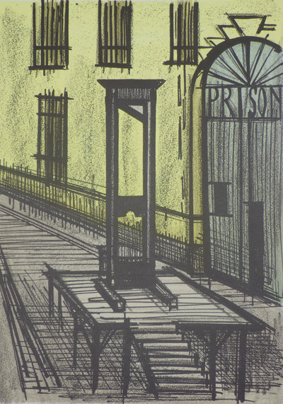 Bernard BUFFET : La guillotine (série Fantomas), Lithographie originale (vue générale) - Crédit photo : Galerie Art.Paris