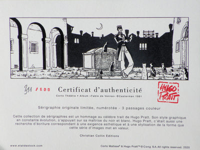 Hugo PRATT : Corto Maltese et les chats, Sérigraphie originale (photo de détail 4) - Crédit photo : Galerie Art.Paris