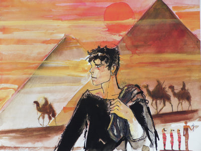 Hugo PRATT : Corto Maltese en Egypte, oeuvre originale (photo de détail 2) - Crédit photo : Galerie Art.Paris