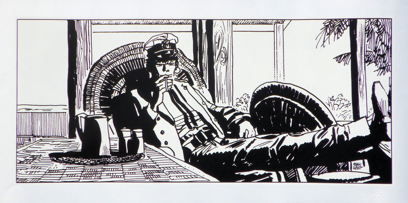 Hugo PRATT : Corto Maltese sous la véranda, Sérigraphie originale (vue générale) - Crédit photo : Galerie Art.Paris