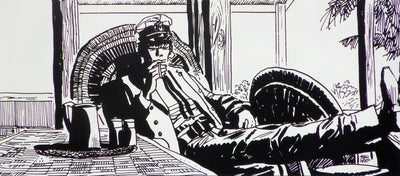 Hugo PRATT : Corto Maltese sous la véranda, Sérigraphie originale (photo de détail 2) - Crédit photo : Galerie Art.Paris