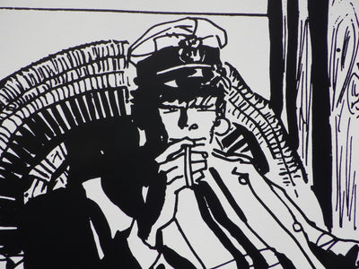 Hugo PRATT : Corto Maltese sous la véranda, Sérigraphie originale (photo de détail 7) - Crédit photo : Galerie Art.Paris