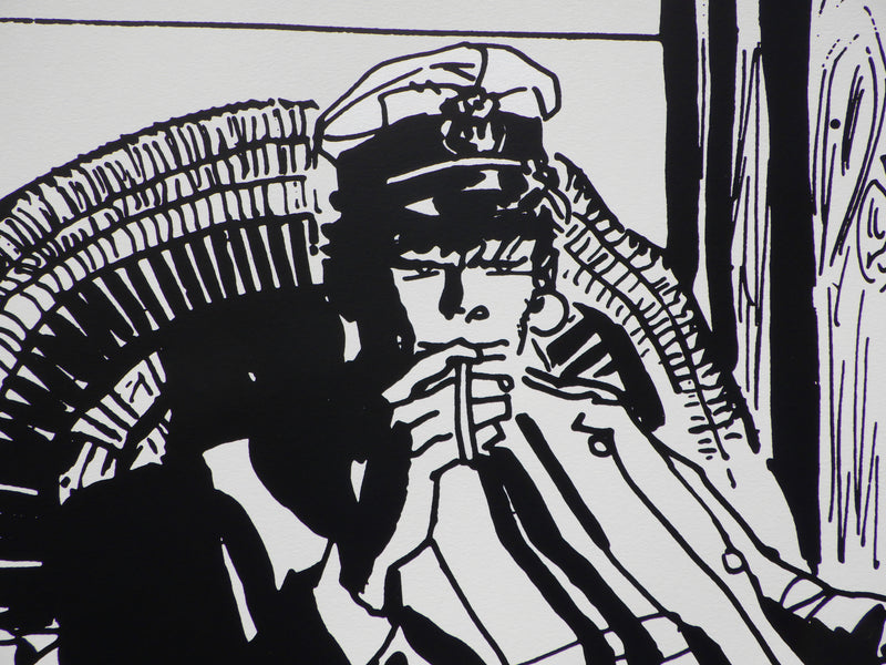 Hugo PRATT : Corto Maltese sous la véranda, Sérigraphie originale (photo de détail 7) - Crédit photo : Galerie Art.Paris