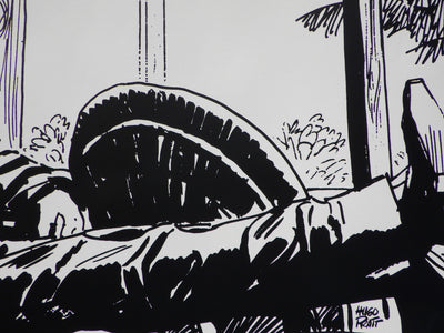 Hugo PRATT: Corto Maltèse unter der Veranda (Großes Modell), Original signierter Siebdruck