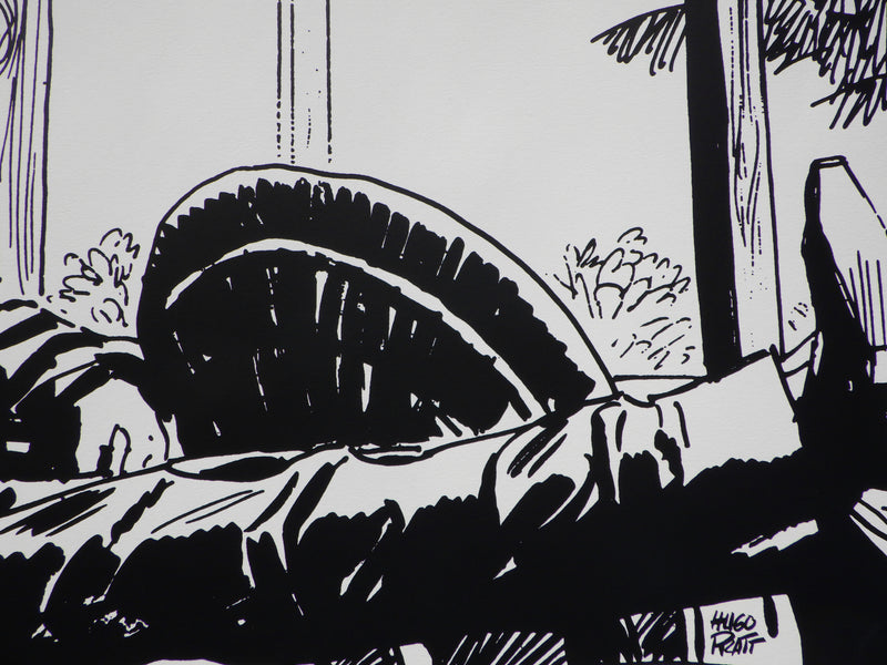 Hugo PRATT: Corto Maltèse unter der Veranda (Großes Modell), Original signierter Siebdruck