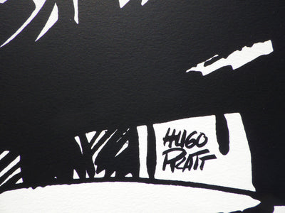 Hugo PRATT: Corto Maltèse unter der Veranda (Großes Modell), Original signierter Siebdruck