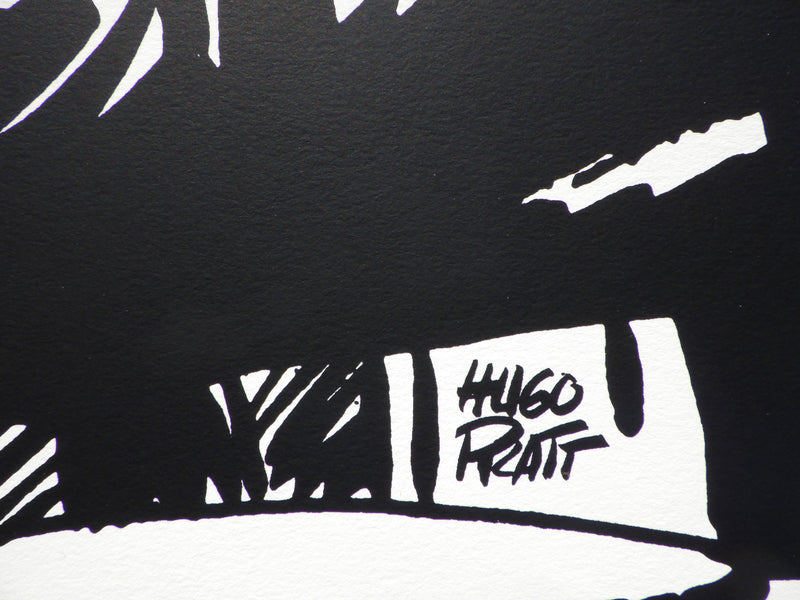 Hugo PRATT: Corto Maltèse unter der Veranda (Großes Modell), Original signierter Siebdruck