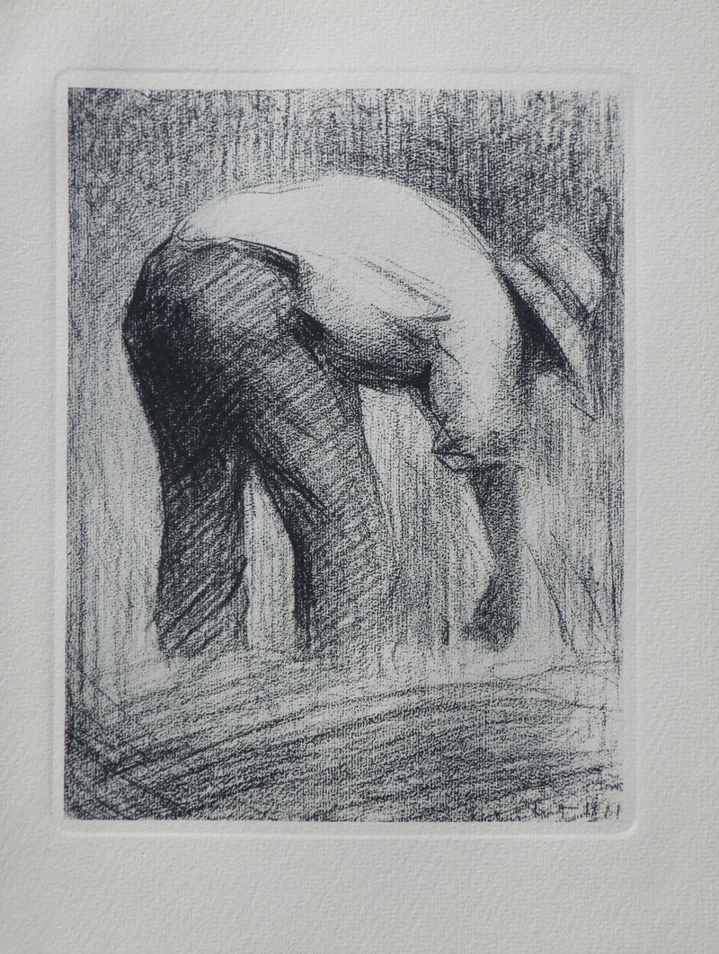 Georges SEURAT : Le moissonneu, Gravure originale (vue générale) - Crédit photo : Galerie Art.Paris