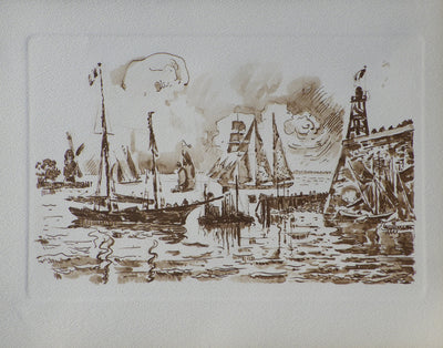 Paul SIGNAC : Voiliers à Flessingh, Gravure originale (vue générale) - Crédit photo : Galerie Art.Paris