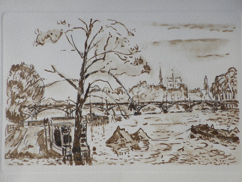 Paul SIGNAC : Les inondations à Pari, Gravure originale (photo de détail 2) - Crédit photo : Galerie Art.Paris