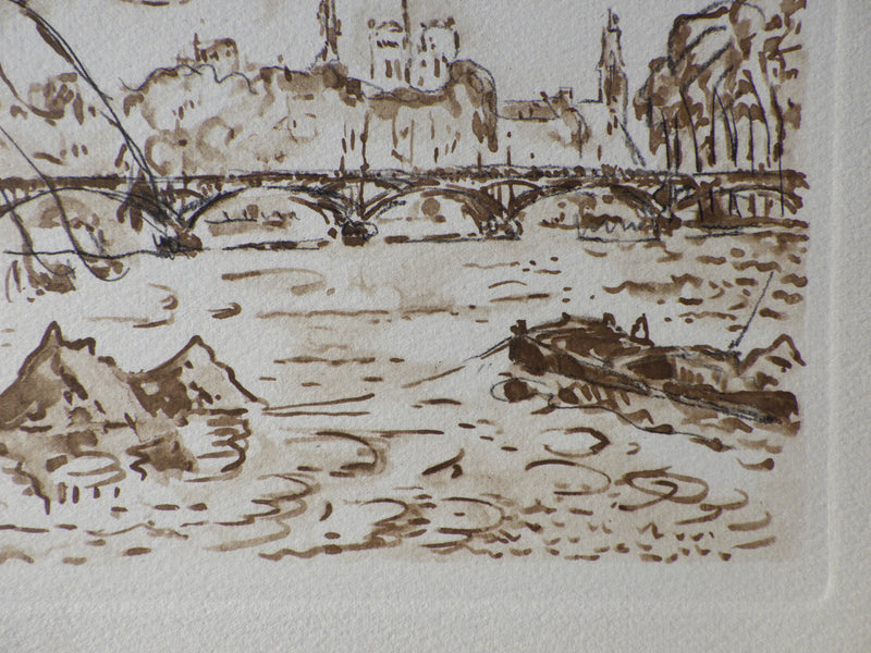 Paul SIGNAC : Les inondations à Pari, Gravure originale (photo de détail 3) - Crédit photo : Galerie Art.Paris