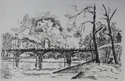 Paul SIGNAC : Paris - Le pont des art, Gravure originale (photo de détail 2) - Crédit photo : Galerie Art.Paris