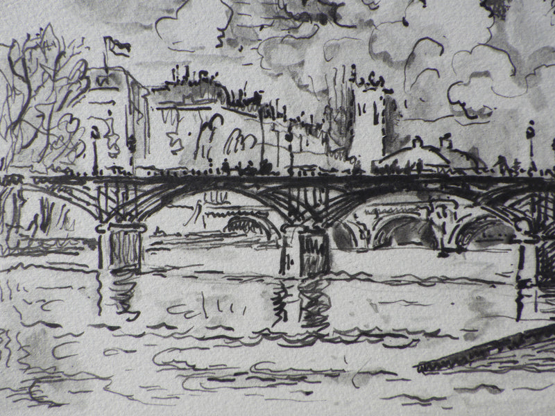 Paul SIGNAC : Paris - Le pont des art, Gravure originale (photo de détail 3) - Crédit photo : Galerie Art.Paris