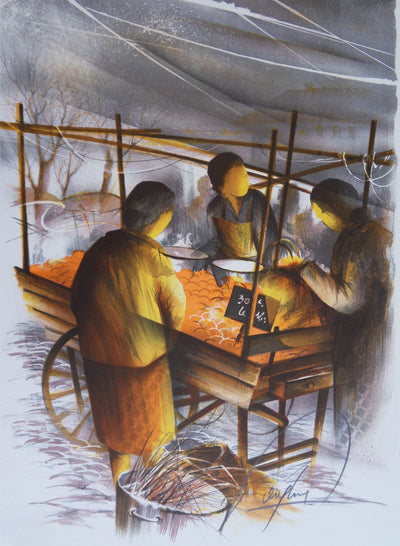 Raymond POULET : La marchande d'oranges, Lithographie originale (vue générale) - Crédit photo : Galerie Art.Paris