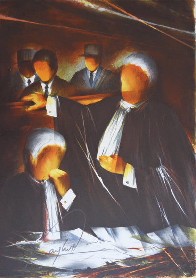 Raymond POULET : Les avocats, Lithographie originale (vue générale) - Crédit photo : Galerie Art.Paris