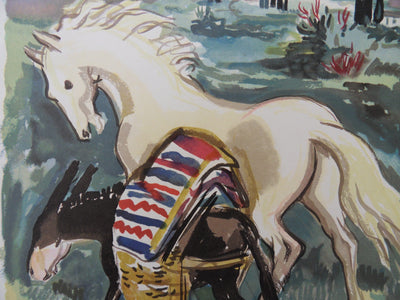 Yves BRAYER : Cheval et âne en Provence, Gravure signée