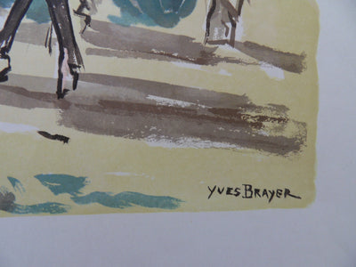 Yves BRAYER : Cheval et âne en Provence, Gravure signée