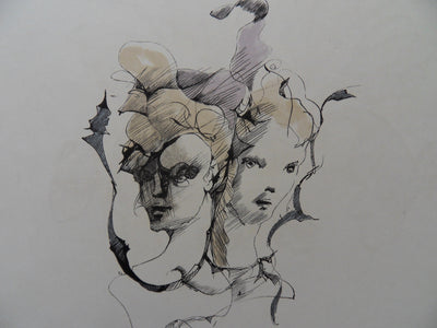 Leonor FINI : Deux jeunes femmes, Gravure originale (vue générale) - Crédit photo : Galerie Art.Paris