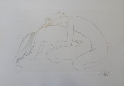 Jean-Baptiste VALADIE : Les amantes blotties l'une contre l'autre, Gravure originale (vue générale) - Crédit photo : Galerie Art.Paris