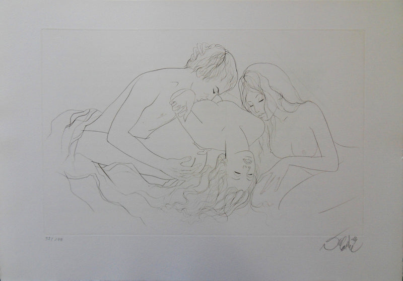 Jean-Baptiste VALADIE : Les trois amants, Gravure originale (vue générale) - Crédit photo : Galerie Art.Paris